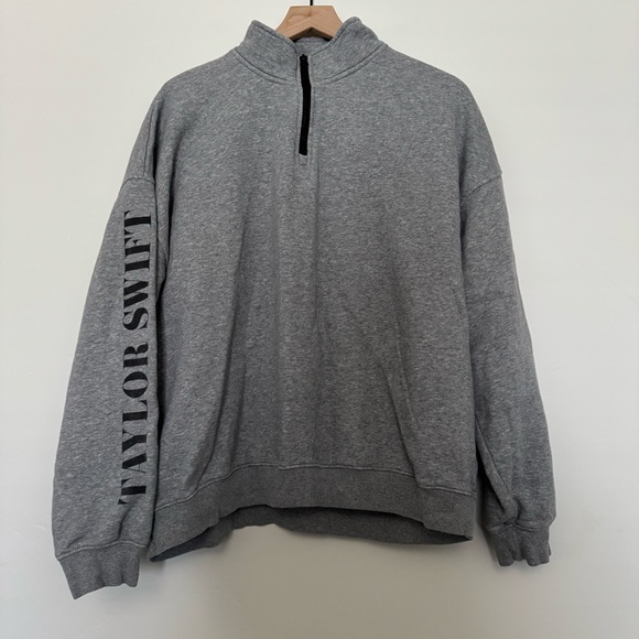 Taylor Swift Gray The Eras Tour  1/4 Zip-Up Sweater - Picture 2 of 15